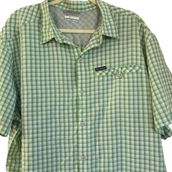 Columbia Men’s Green White Checked Plaid Button Down Shirt 2XL - Picture 2 of 10